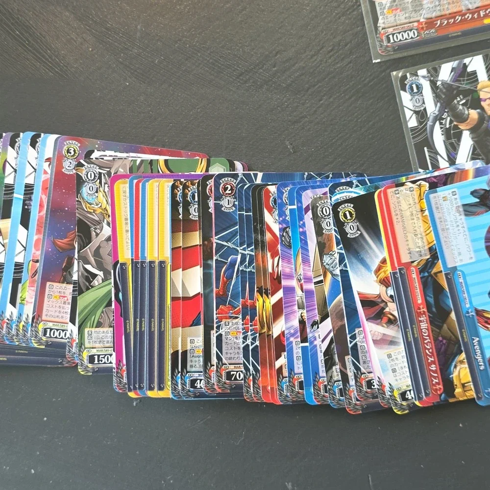 Marvel Weiss Schwarz Japanese Card Lot 21 Holos Penny Sleeved & Base Stack